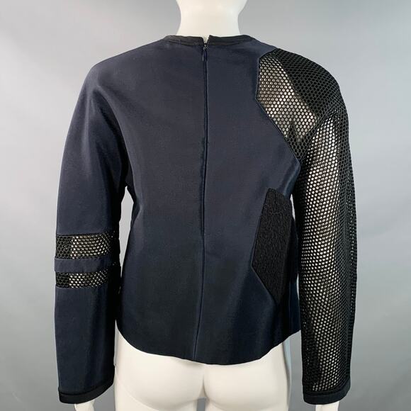 FENDI Fall 2014 Size 6 Navy Green Polyamide Blend Patchwork Back Zip Casual Top - Picture 7 of 13